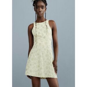 Zara Embroidered Mini Dress Sz. M Open Back Summer Brunch Cocktail Party